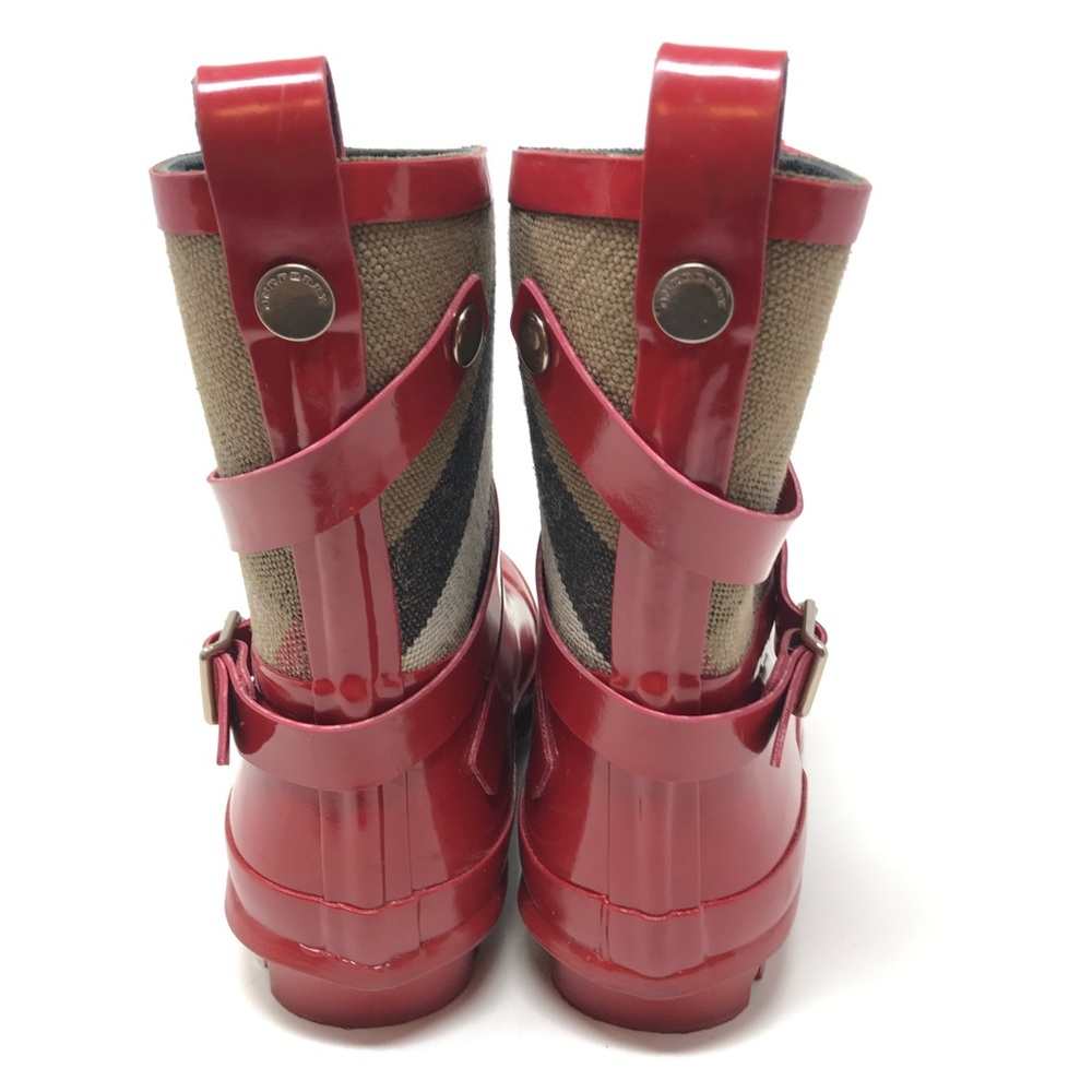Burberry Kids Red Nova Check Rain boots Size 33 2 - Picture 4 of 8